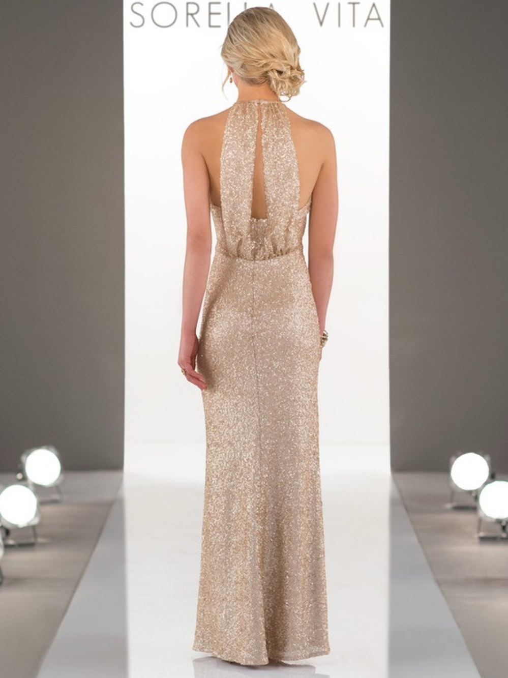 SORELLA VITA Sorella Vita Bridesmaid Dress 8846 Glittering Halter-Back Gown